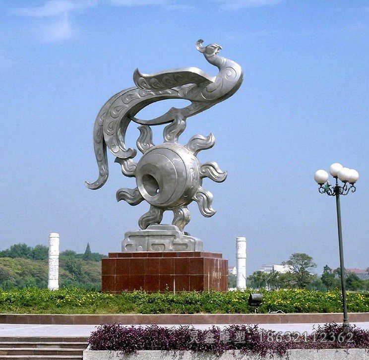 不锈钢镜面凤凰商场雕塑
