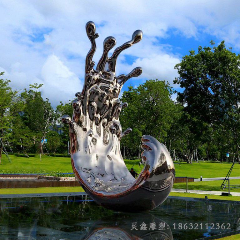 不锈钢镜面海浪景区雕塑