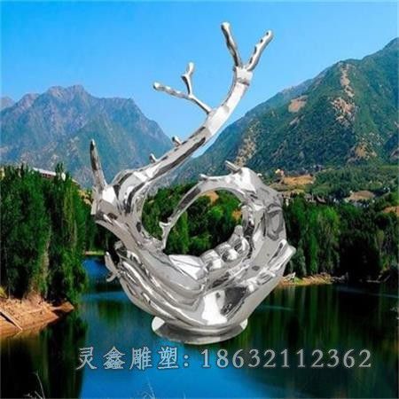 不锈钢镜面海浪商场雕塑
