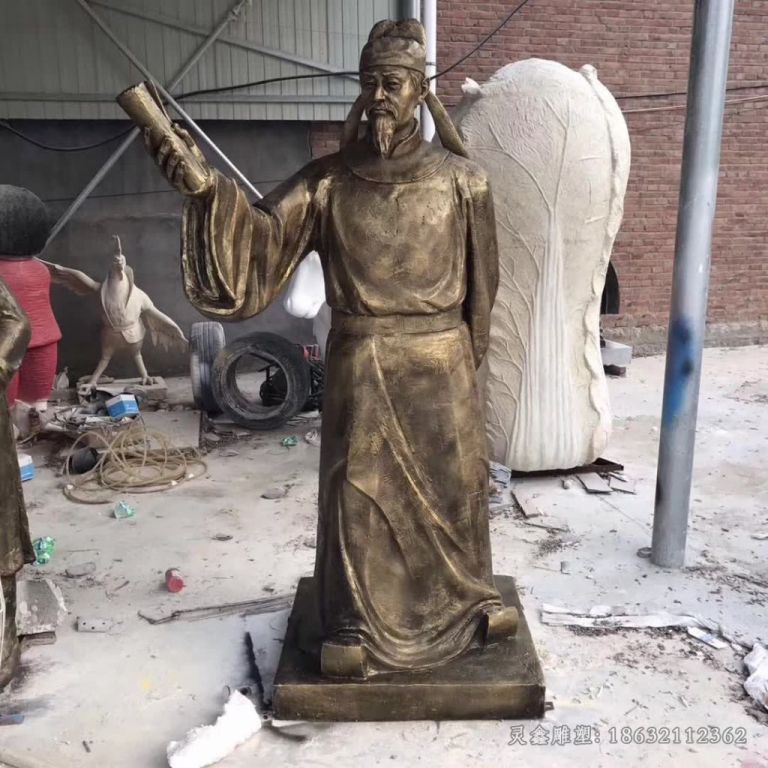 古代李白城市人物铜雕