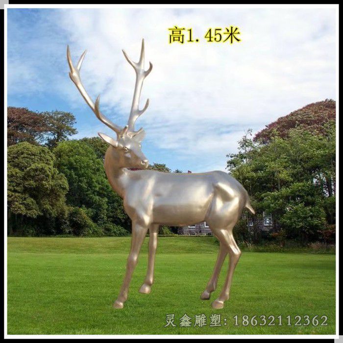 不锈钢镜面转头鹿城市雕塑