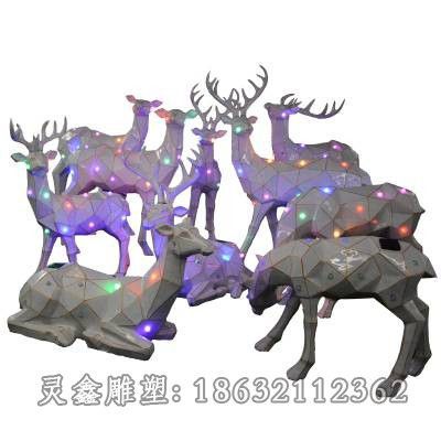 不锈钢几何发光鹿雕塑