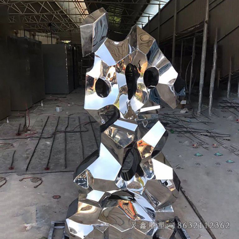 不锈钢抽象太湖石校园雕塑