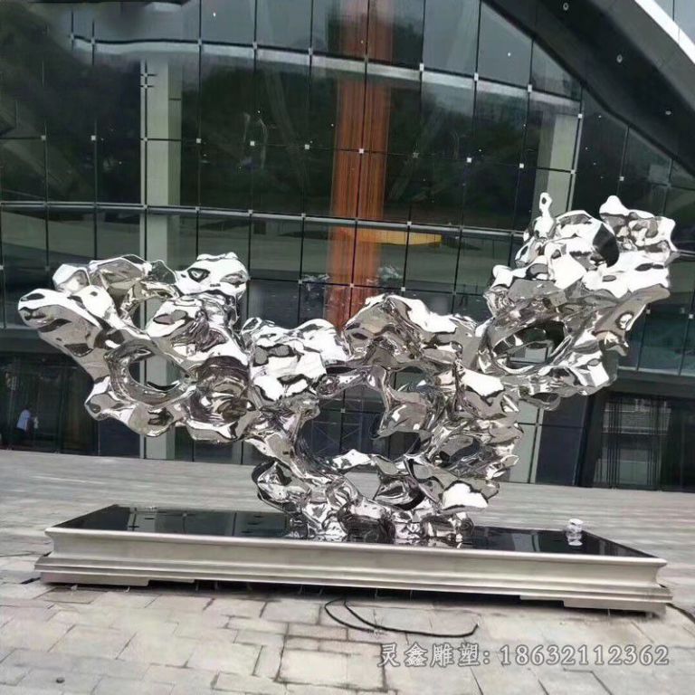 不锈钢抽象太湖石小区雕塑