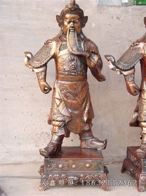 撸胡须关公户外景观铜雕