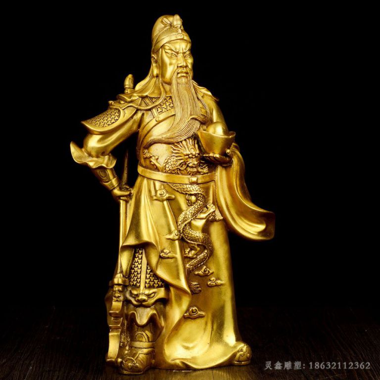 古代关公户外人物铜雕