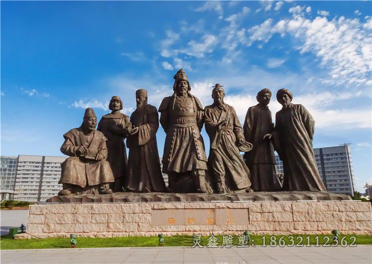 古代人物街边景观铜雕