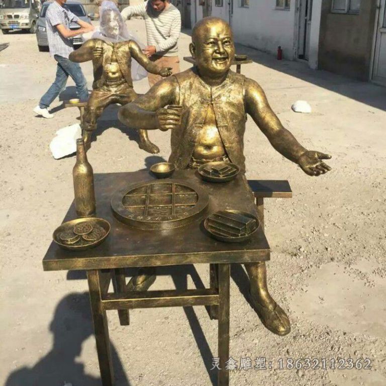 吃火锅民俗街边铜雕