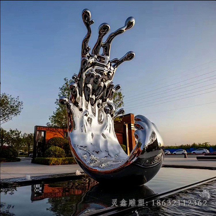 抽象海浪街边不锈钢雕塑