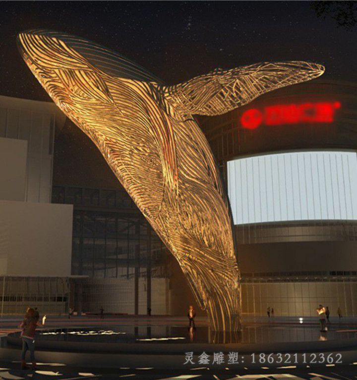 不锈钢发光海豚城市雕塑