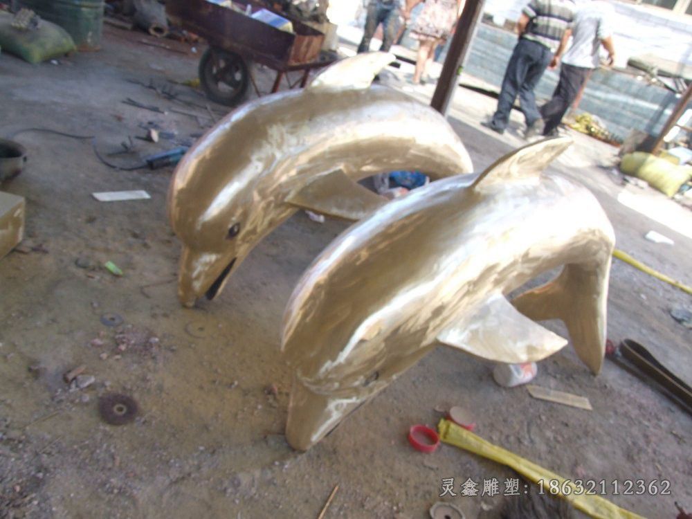 彩绘海豚公园不锈钢雕塑