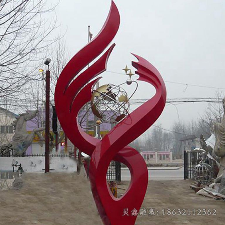 不锈钢抽象之球广场雕塑