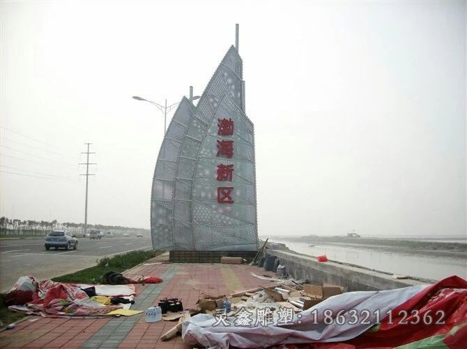 不锈钢船帆海边景观雕塑