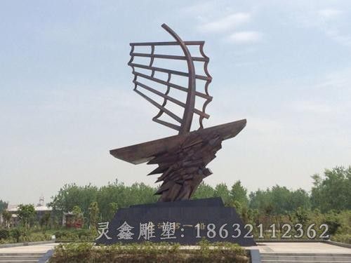 不锈钢船校园景观雕塑