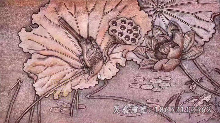 浮雕荷花校园景观铜雕