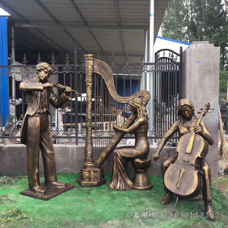 抽象人物音乐公园铜雕