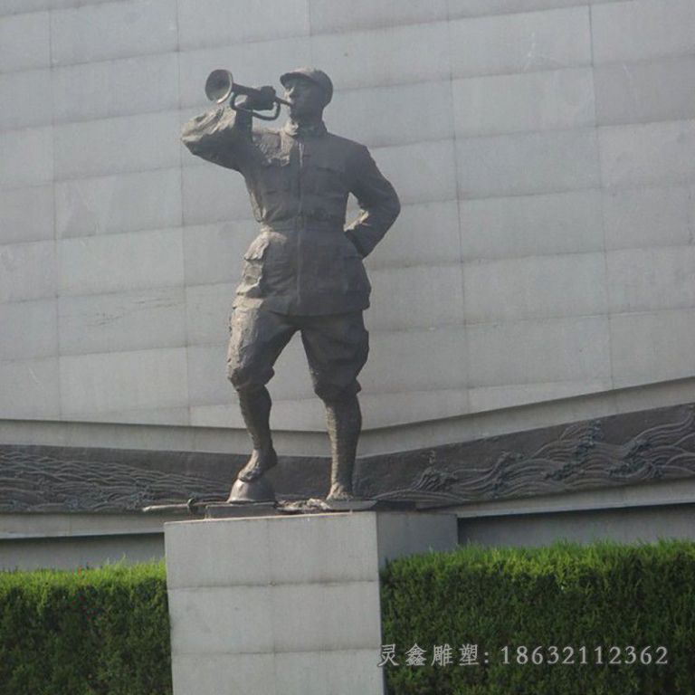 吹冲锋号人物景观铜雕