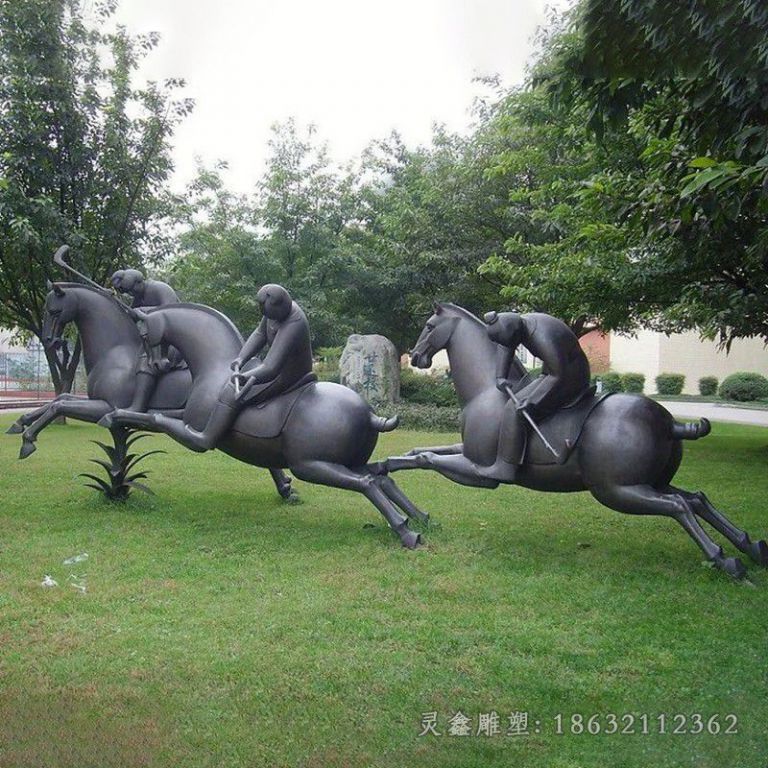 抽象人物骑马公园铜雕
