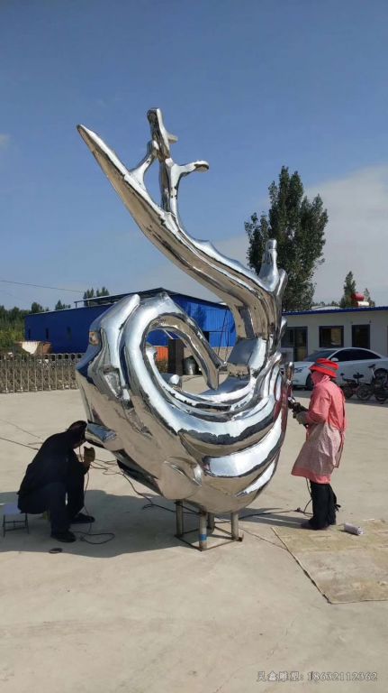 抽象海浪不锈钢广场雕塑