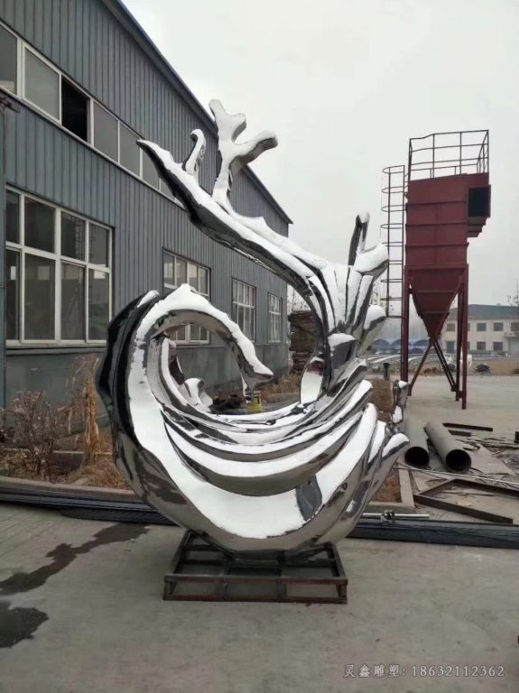 抽象海浪不锈钢商场雕塑