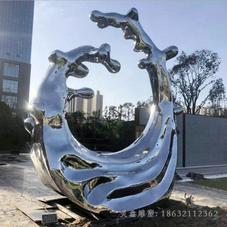 镜面海浪不锈钢校园雕塑