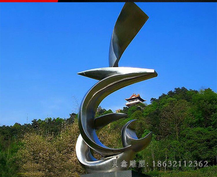 抽象海豚广场不锈钢雕塑