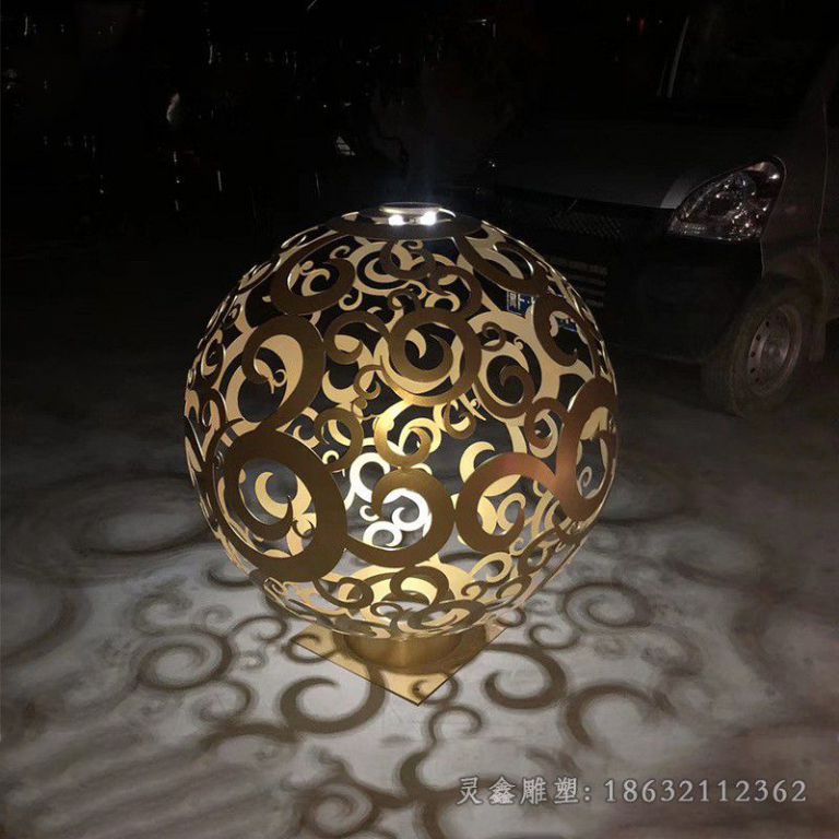 发光镂空球校园不锈钢雕塑