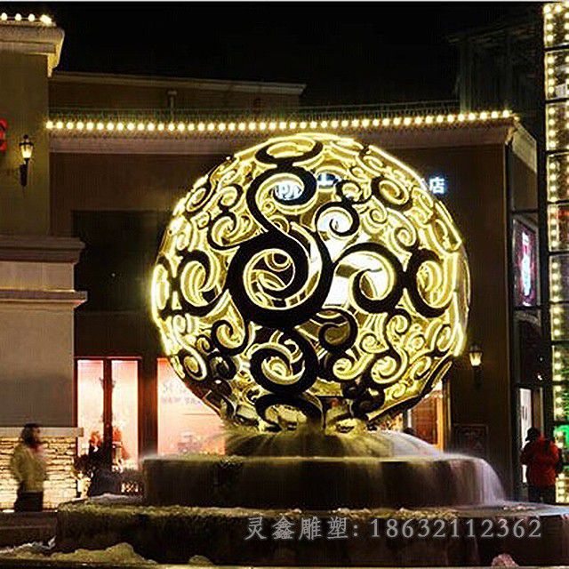 发光镂空球景区不锈钢雕塑
