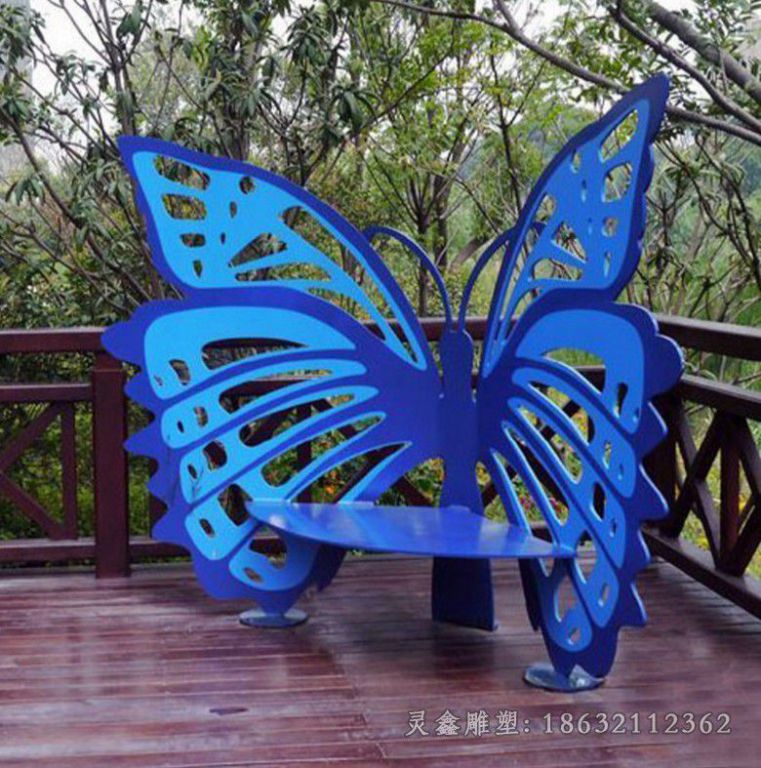 不锈钢蓝色蝴蝶广场雕塑