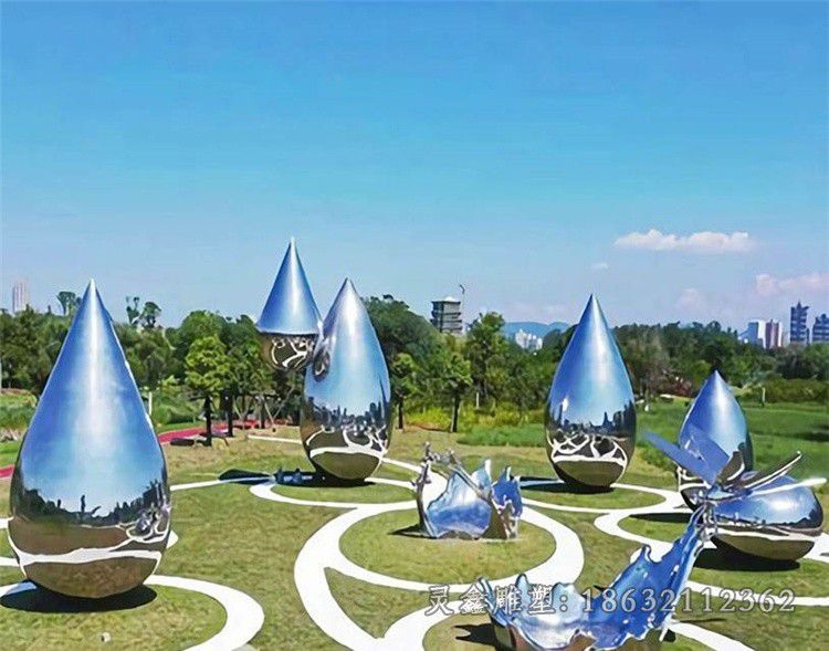 不锈钢彩绘水滴广场雕塑