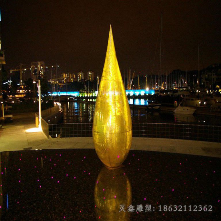 不锈钢彩绘水滴户外雕塑