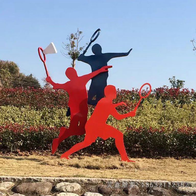 不锈钢打羽毛球城市雕塑