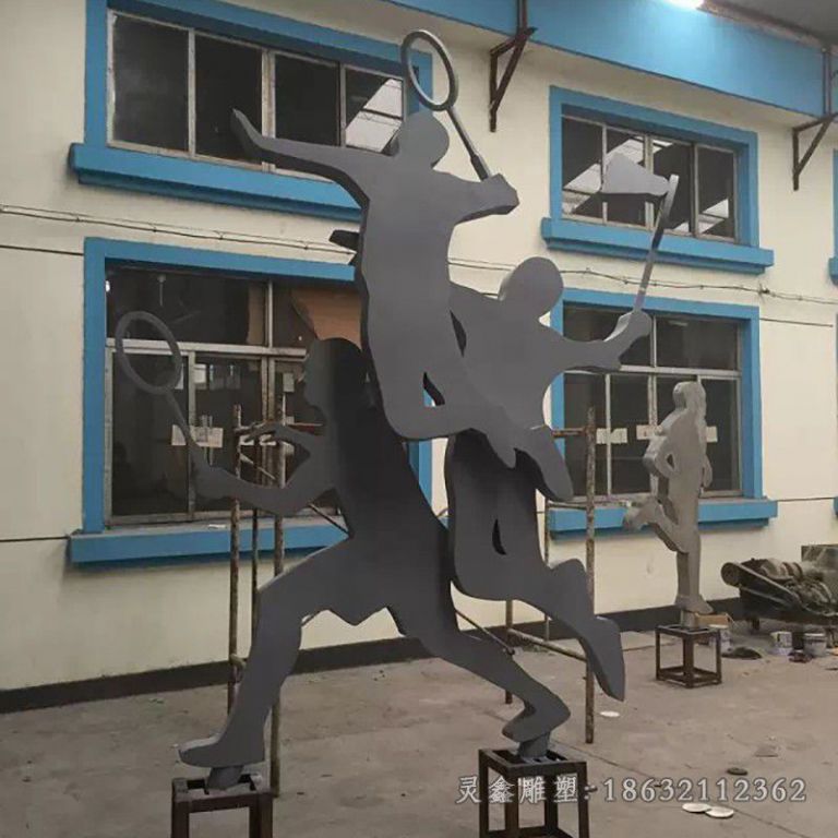不锈钢打羽毛球广场雕塑