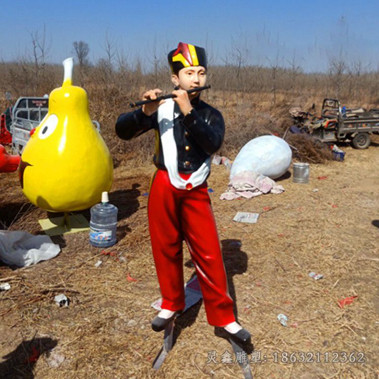 吹笛子少数民族人物铜雕