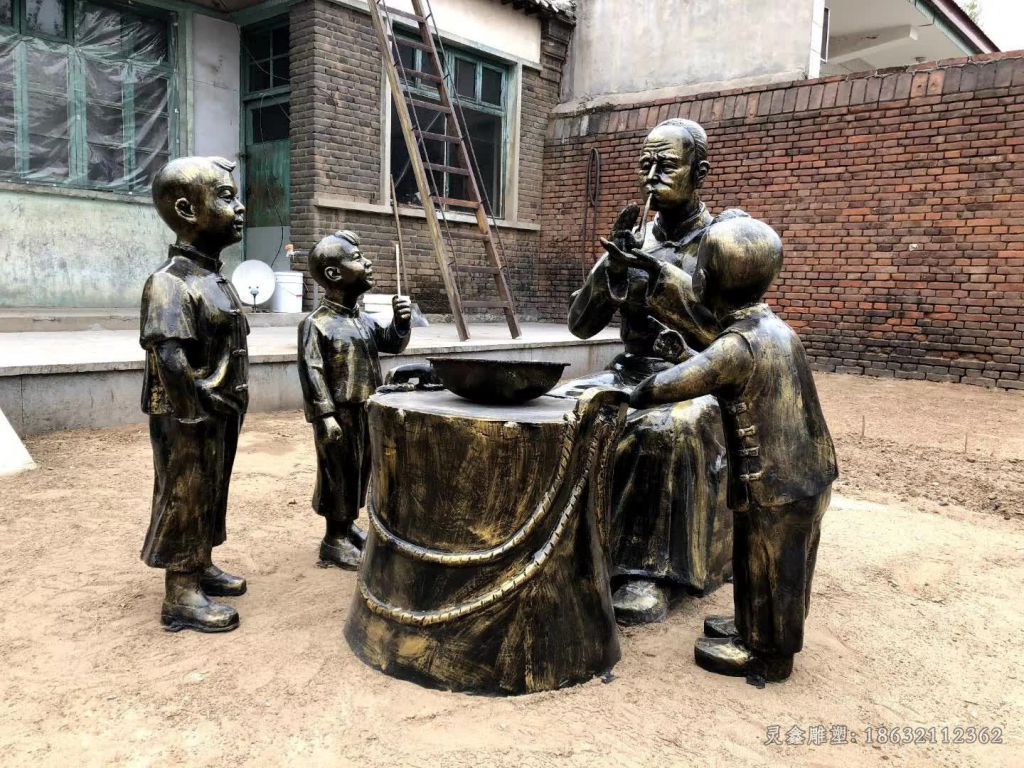 吹糖人民俗广场铜雕
