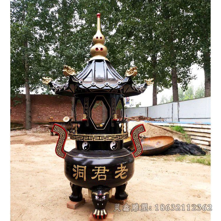 三足香炉寺庙景观铜雕