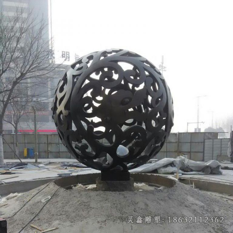 抽象镂空球广场不锈钢雕塑