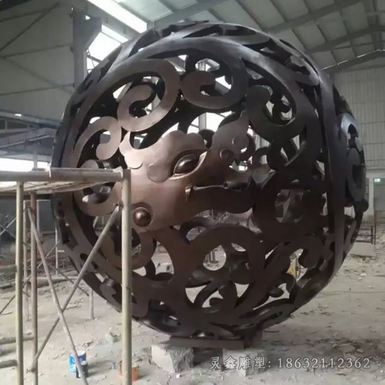抽象镂空球校园不锈钢雕塑
