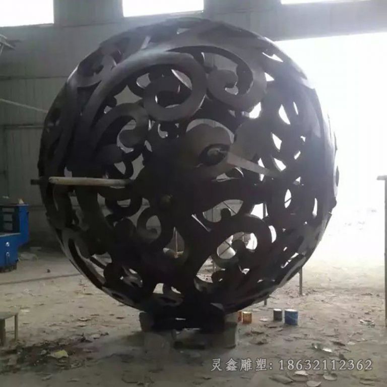 抽象镂空球公园不锈钢雕塑