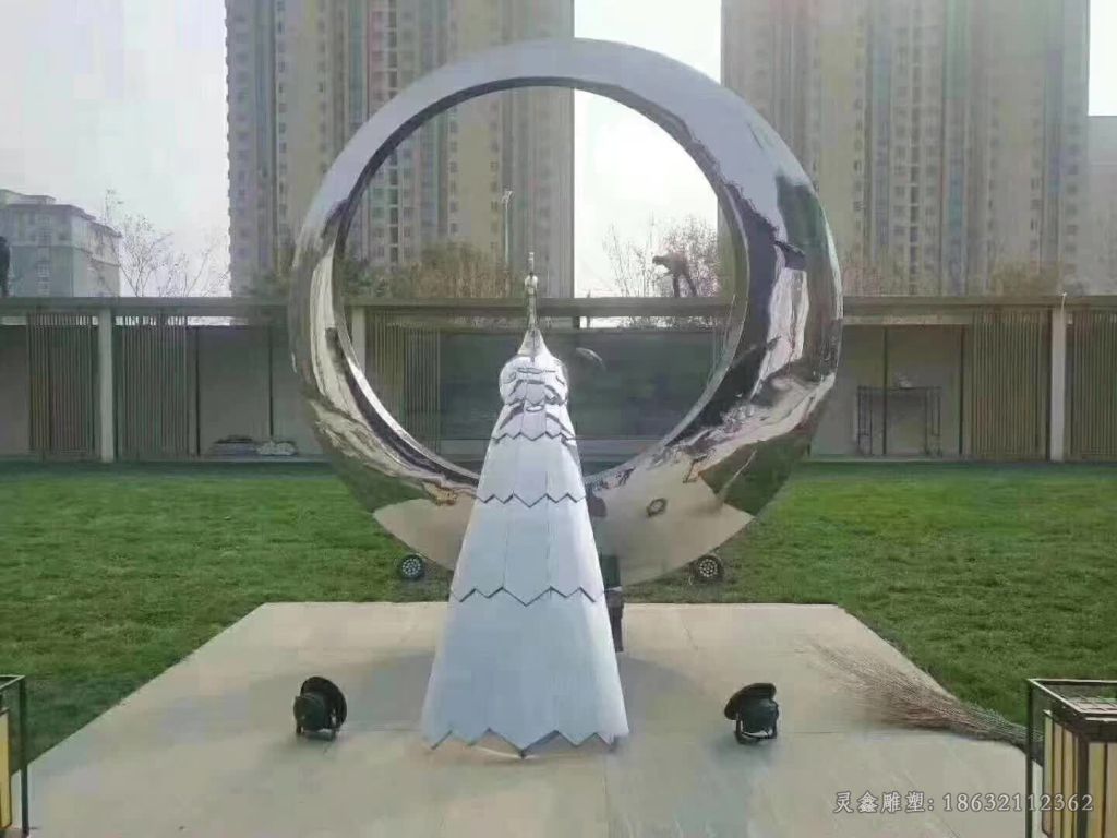 不锈钢孔雀圆环广场雕塑