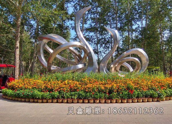 抽象天鹅公园不锈钢雕塑