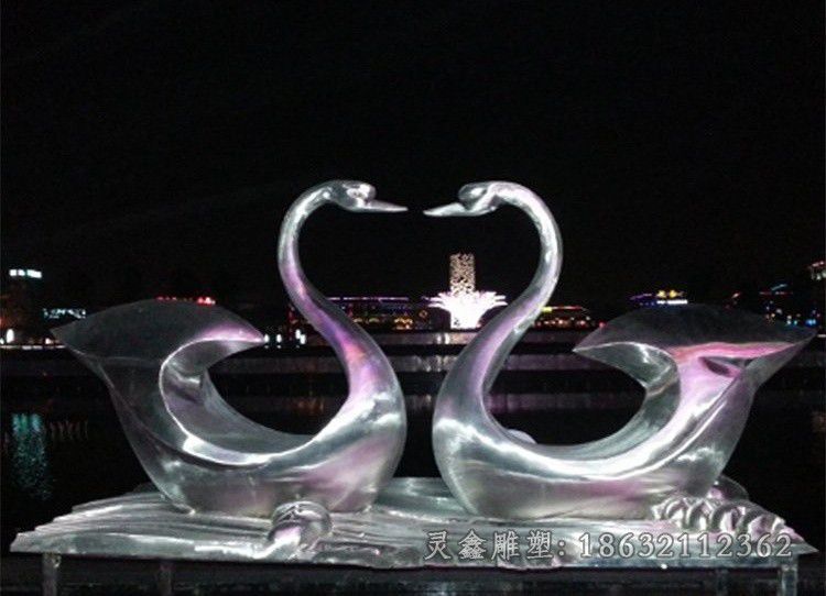 抽象天鹅户外不锈钢雕塑