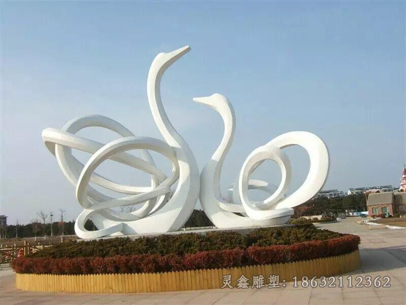 抽象天鹅商场不锈钢雕塑