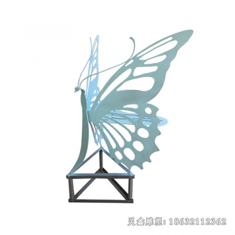 不锈钢蓝色蝴蝶公园雕塑