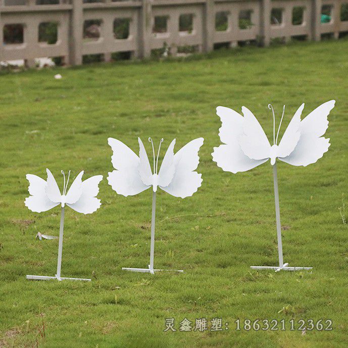 白色蝴蝶街边不锈钢雕塑
