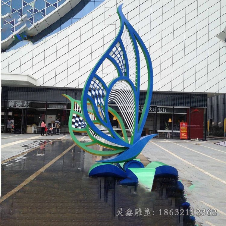 彩色蝴蝶小区不锈钢雕塑