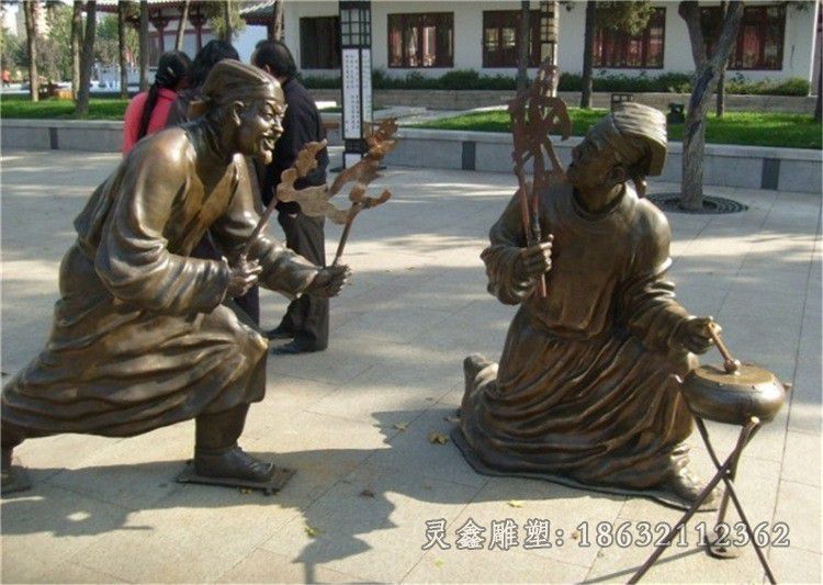广场民俗人物吹糖人铜雕