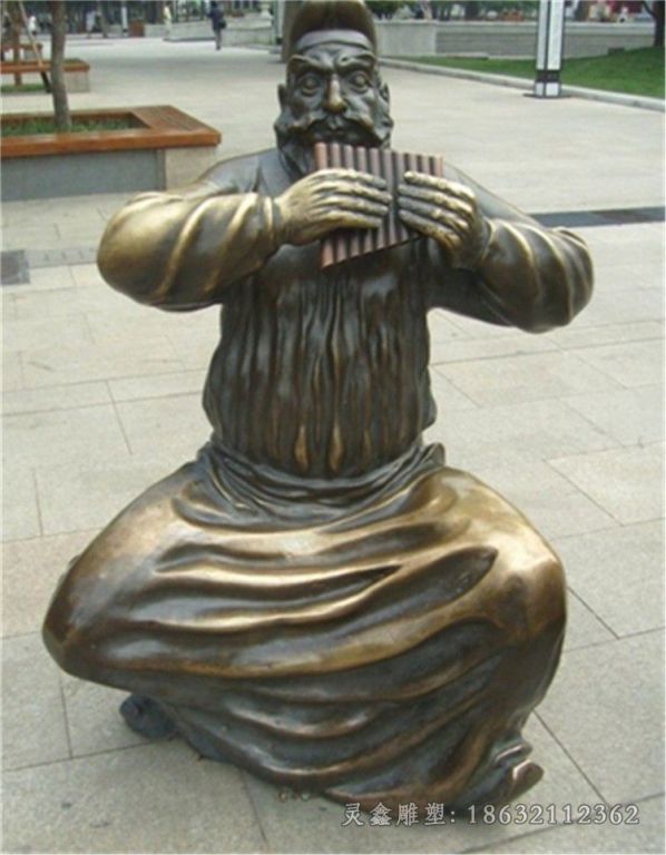 吹乐器抽象人物铜雕