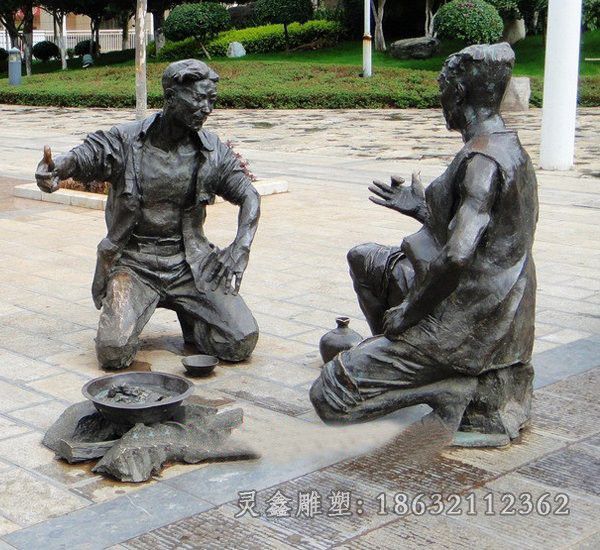 划拳喝酒民俗城市铜雕