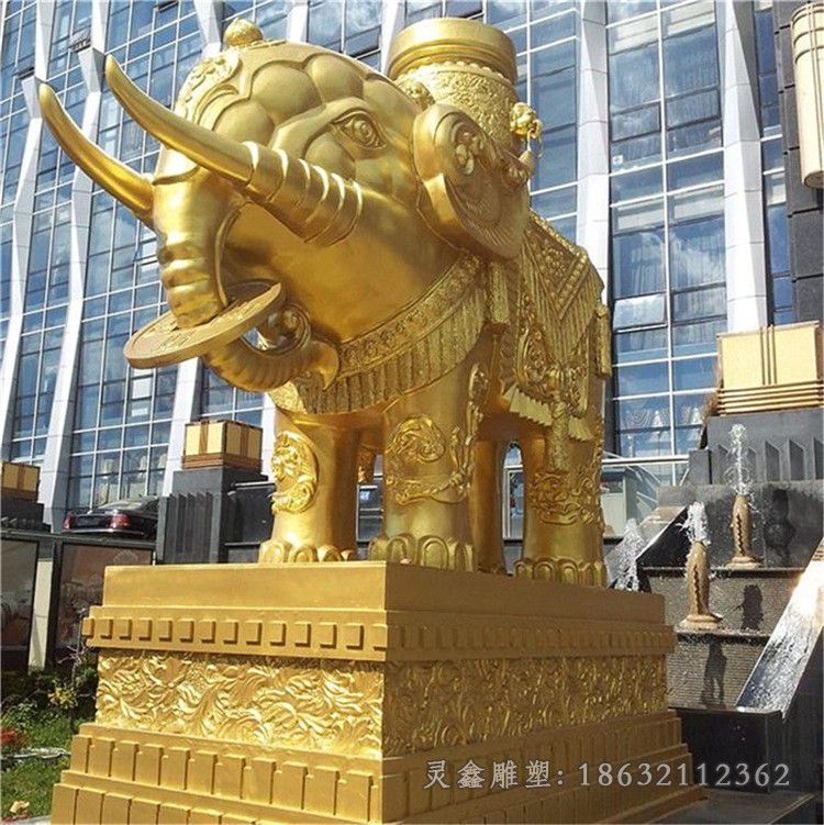 金色大象校园动物铜雕